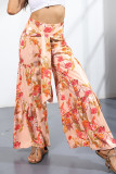 Casual Street Print Fold Loose High Waist Wide Leg Bottoms