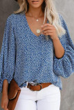 Fashion Casual Print Split Joint V Neck Tops