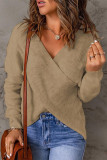 Fashion Casual Solid Patchwork V Neck Tops