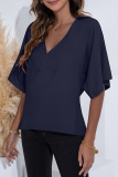 Fashion Elegant Solid Split Joint V Neck Tops