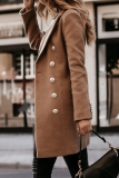 Fashion Elegant Solid Buckle Turn-back Collar Outerwear