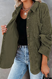 Casual Street Solid Buckle Turndown Collar Tops