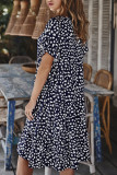 Fashion Street Print Flounce O Neck Printed Dress Dresses