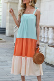 Fashion Bohemian Solid Split Joint Spaghetti Strap Sleeveless Dresses