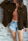 Casual Solid Pocket Buckle Turndown Collar Outerwear