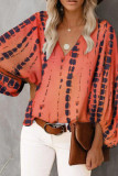 Fashion Casual Print Split Joint V Neck Tops