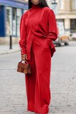 Casual Solid Patchwork Turtleneck Long Sleeve Two Pieces