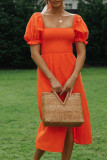 Fashion Casual Solid Slit Square Collar Dresses