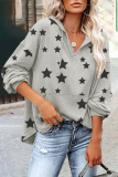 Casual The stars Pocket Zipper V Neck Tops
