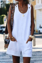Fashion Casual Solid Patchwork O Neck Loose Rompers