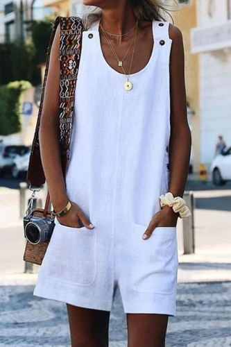 Fashion Casual Solid Patchwork O Neck Loose Rompers