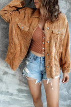 Casual Solid Pocket Buckle Turndown Collar Outerwear