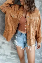 Casual Solid Pocket Buckle Turndown Collar Outerwear
