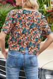 Fashion Casual Print Split Joint Square Collar T-Shirts