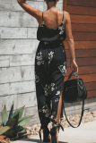 Casual Street Print Solid Draw String Backless V Neck Regular Jumpsuits