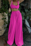 Casual Solid Frenulum Square Collar Sleeveless Two Pieces