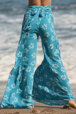 Casual Street Print Fold Loose High Waist Wide Leg Bottoms