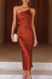 Fashion Celebrities Solid Split Joint Spaghetti Strap A Line Dresses