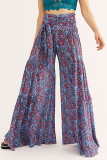 Casual Street Print Fold Loose High Waist Wide Leg Bottoms