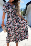 Elegant Floral Frenulum V Neck A Line Dresses