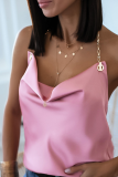 Fashion Casual Solid Chains Halter Tops