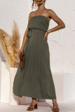 Fashion Casual Solid Split Joint Strapless A Line Dresses