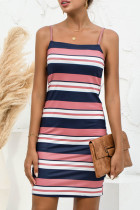 Fashion Casual Striped Split Joint Spaghetti Strap A Line Dresses
