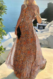 Fashion Street Print Split Joint Halter Pleated Dresses