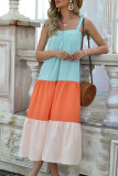 Fashion Bohemian Solid Split Joint Spaghetti Strap Sleeveless Dresses