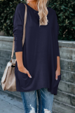Casual Solid Patchwork O Neck Tops