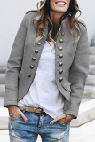 Solid Buttons Turn-back Collar Outerwear