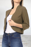 Elegant Solid Color Mandarin Collar Outerwear
