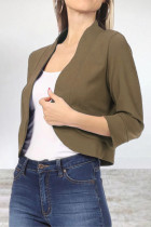 Elegant Solid Color Mandarin Collar Outerwear