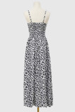 Sexy Vacation Leopard Patchwork V Neck Sling Dress Dresses