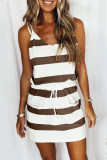 Fashion Casual Striped Patchwork V Neck A Line Dresses