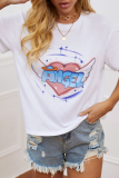 Casual Street Letter Print Basic O Neck T-Shirts