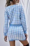 Fashion Celebrities Print Split Joint V Neck Long Sleeve Two Pieces