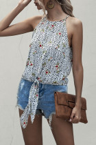 Fashion Casual Print Frenulum Halter Tops