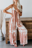 Street Tie Dye Without Belt Spaghetti Strap Loose Jumpsuits