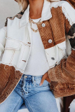 Casual Patchwork Camouflage Print Tassel Buckle Turndown Collar Outerwear
