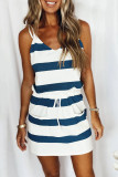 Fashion Casual Striped Split Joint V Neck A Line Dresses