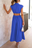 Sweet Elegant Solid Hollowed Out Mandarin Collar A Line Dresses(9 Colors)