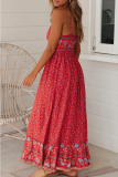 Bohemian Floral Split Joint V Neck Princess Dresses