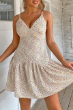 Fashion Street Print Split Joint V Neck A Line Dresses