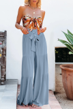 Casual Solid Bandage Loose High Waist Wide Leg Solid Color Bottoms