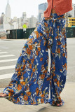 Casual Street Print Fold Loose High Waist Wide Leg Bottoms