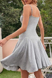 Fashion Casual Solid Split Joint Spaghetti Strap Irregular Dresses