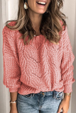 Casual Solid Hollowed Out Patchwork O Neck Tops