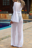 Fashion Vacation Solid Hollowed Out Swimwears Cover Up