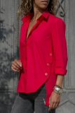 Casual Solid Patchwork Turndown Collar Tops